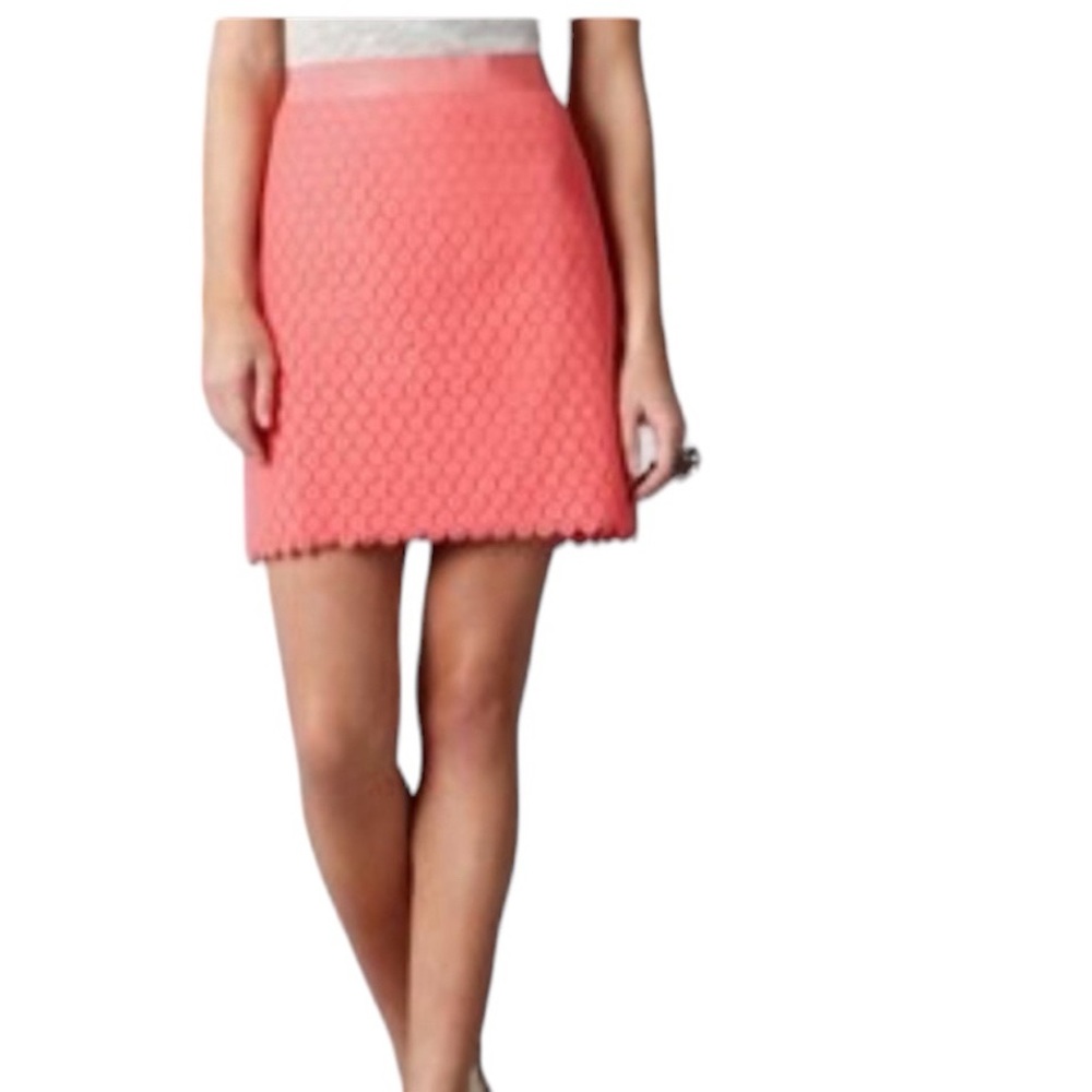 NWT Loft Coral Pink Lace Overlay Fully Lined A-Line Skirt Size 8